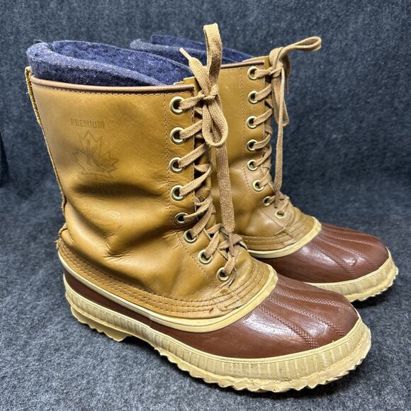 Vtg Premium Kaufman Sorel Boots Men's Size 8 Rawhide Rubber Wool Lined Canada - Picture 1 of 14